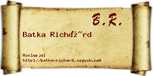 Batka Richárd névjegykártya